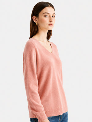 Women’s 100% Wool V Neck Relaxed Fit Long Sleeve Pullover Sweater
