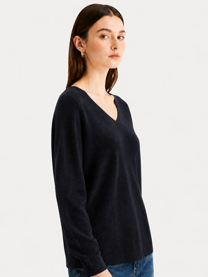 Women’s 100% Wool V Neck Relaxed Fit Long Sleeve Pullover Sweater