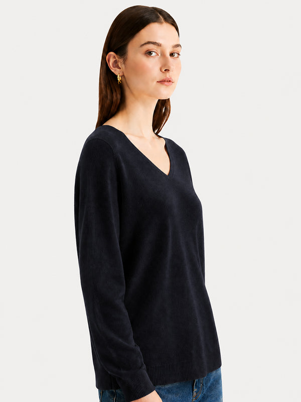 Women’s 100% Wool V Neck Relaxed Fit Long Sleeve Pullover Sweater
