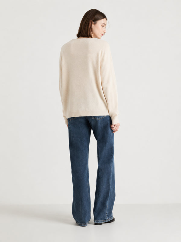 Women’s 100% Wool V Neck Relaxed Fit Long Sleeve Pullover Sweater