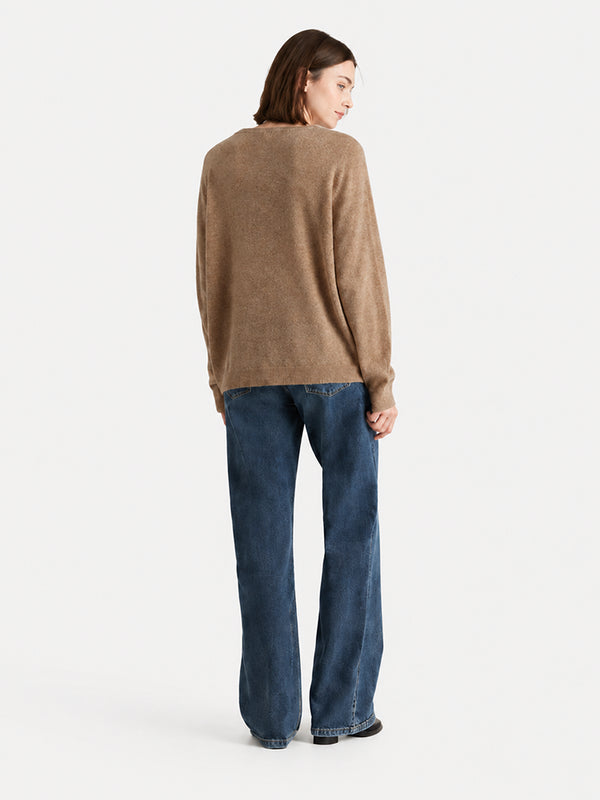 Women’s 100% Wool V Neck Relaxed Fit Long Sleeve Pullover Sweater