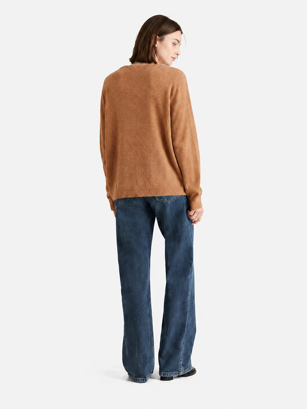 Women’s 100% Wool V Neck Relaxed Fit Long Sleeve Pullover Sweater