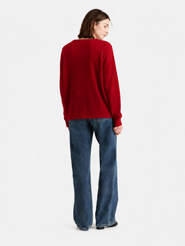Women’s 100% Wool V Neck Relaxed Fit Long Sleeve Pullover Sweater