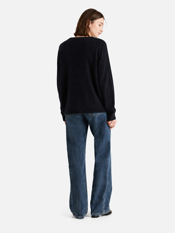 Women’s 100% Wool V Neck Relaxed Fit Long Sleeve Pullover Sweater