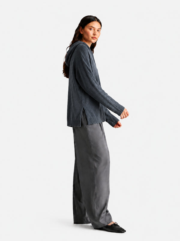 Women's Merino Wool Hooded Knit Pullover Sweater