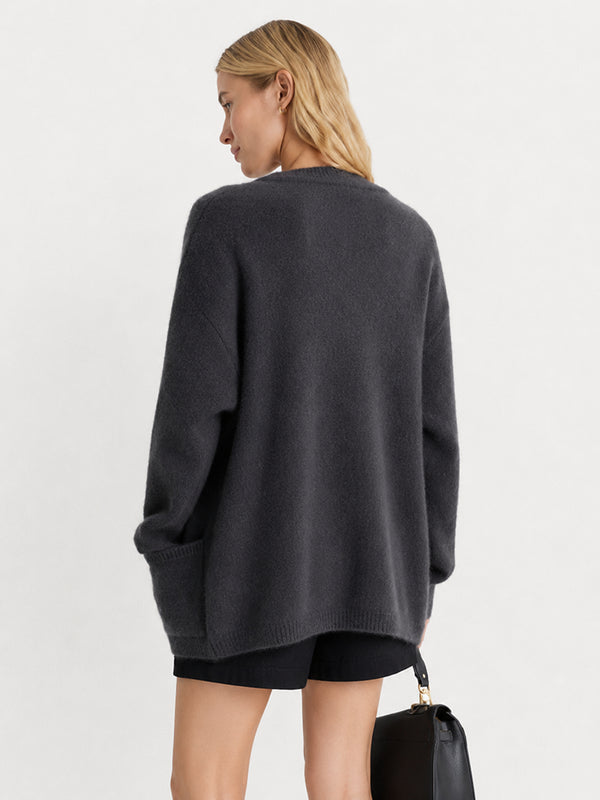 Women's 100% Wool Relaxed Longline Cardigan