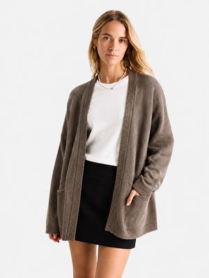 Women's 100% Wool Relaxed Longline Cardigan