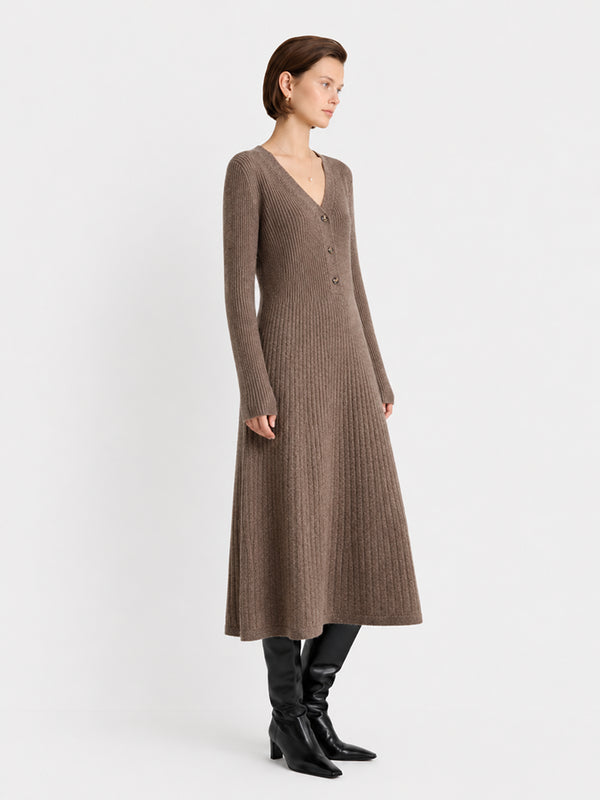 The Soft Wool V-Neck Knit Dress