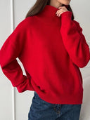 Womens Turtleneck  Long Sleeve Oversized  Knit Pullover Sweater