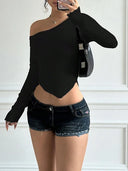 Women's Long Sleeve Off Shoulder  Sexy Going Out Slim Fit Knit