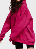 Women Cotton Oversized Sweatshirts Autumn Thick Warm Fleece Loose Solid Pullover Hoodies