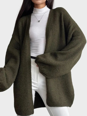Faux alpaca cardigan loose lazy style
