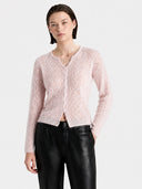 Cashmere-Silk Openwork V-Neck Sweater