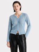 Cashmere-Silk Openwork V-Neck Sweater