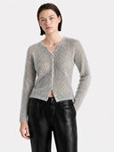 Cashmere-Silk Openwork V-Neck Sweater