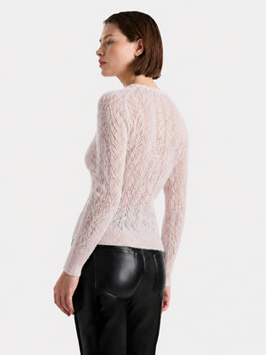 Cashmere-Silk Openwork V-Neck Sweater