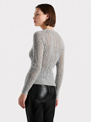 Cashmere-Silk Openwork V-Neck Sweater