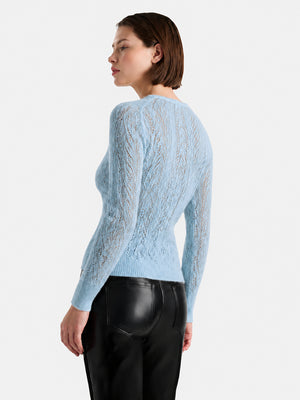 Cashmere-Silk Openwork V-Neck Sweater