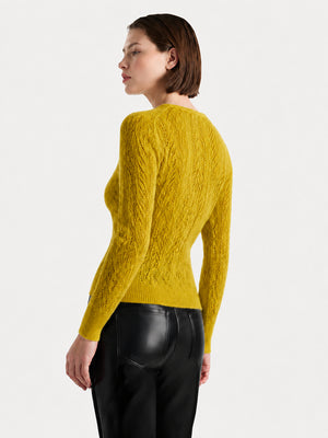 Cashmere-Silk Openwork V-Neck Sweater