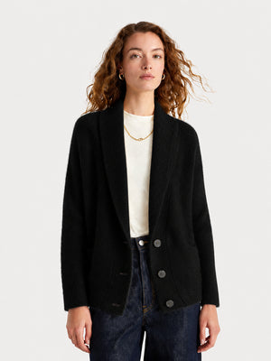 Women's 100% Wool Relaxed Shawl Collar Cardigan