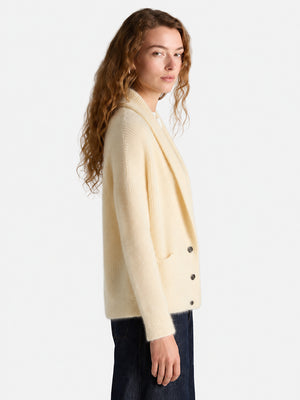 Women's 100% Wool Relaxed Shawl Collar Cardigan