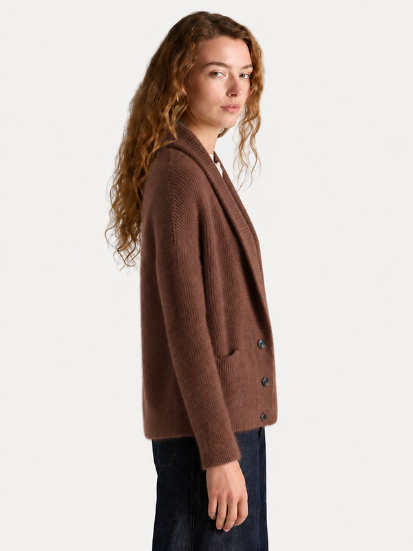 Women's 100% Wool Relaxed Shawl Collar Cardigan