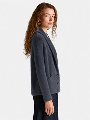 Women's 100% Wool Relaxed Shawl Collar Cardigan