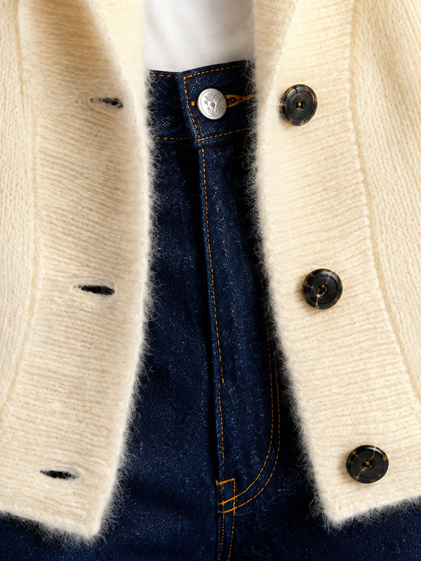 Women's 100% Wool Relaxed Shawl Collar Cardigan