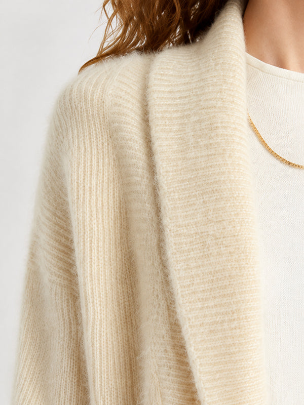 Women's 100% Wool Relaxed Shawl Collar Cardigan