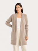 Women’s Longline Wool Cardigan – V-Neck Relaxed Fit Knit Sweater with Pockets
