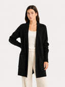 Women’s Longline Wool Cardigan – V-Neck Relaxed Fit Knit Sweater with Pockets
