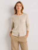 Women’s Wool Knit Crew Neck Sweater Loose Fit Ribbed Pullover Top