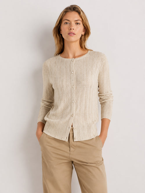 Women’s Wool Knit Crew Neck Sweater Loose Fit Ribbed Pullover Top