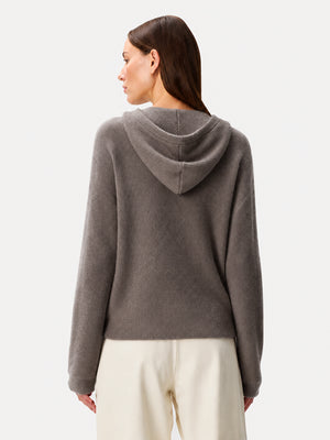 Women's Hooded Henley Wool Knit Sweater