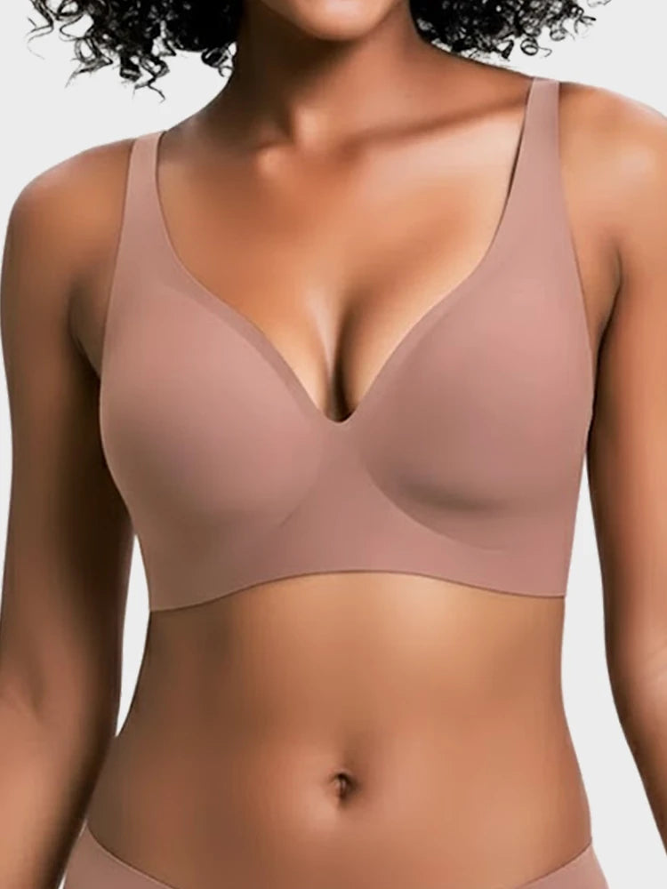 Seamless Wireless Deep V T-Shirt Bra