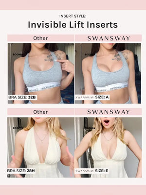 Swansway Invisible Lift Bra Inserts – Invisible Sticky Pads for Low-Cut Outfits