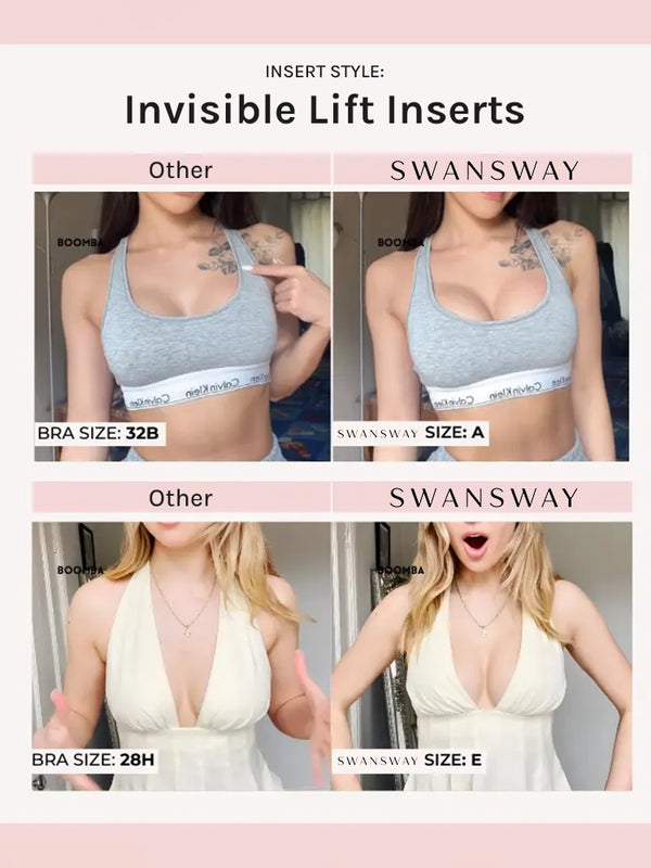 Swansway Invisible Lift Bra Inserts – Invisible Sticky Pads for Low-Cut Outfits