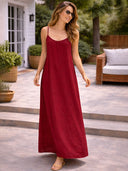 Women's Solid Color Backless Cami Dress
