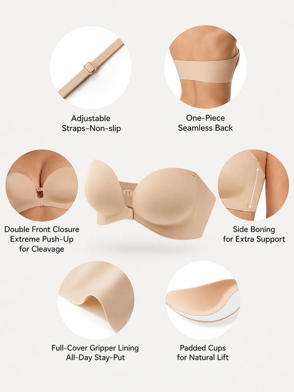 Women's Strapless Front Closure Push-Up Bra