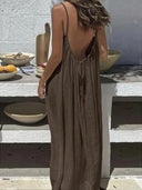 Women's Solid Color Backless Cami Dress