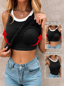 2-in-1 Ribbed Racerback Tank Top with Built-In Bra Support