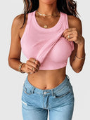 2-in-1 Ribbed Racerback Tank Top with Built-In Bra Support