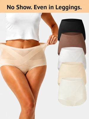 Women’s Seamless High Waist Panties 5-Pack – Full Coverage No Show Underwear, Breathable & Ultra Soft Everyday Fit
