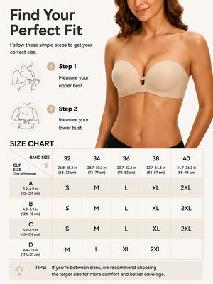 Women's Strapless Front Closure Push-Up Bra