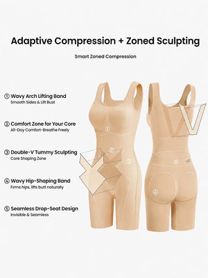 Back Pull Down Easy Bathroom Shaping Bodysuit | Tummy & Butt Contour Shapewear