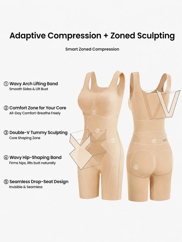 Back Pull Down Easy Bathroom Shaping Bodysuit | Tummy & Butt Contour Shapewear