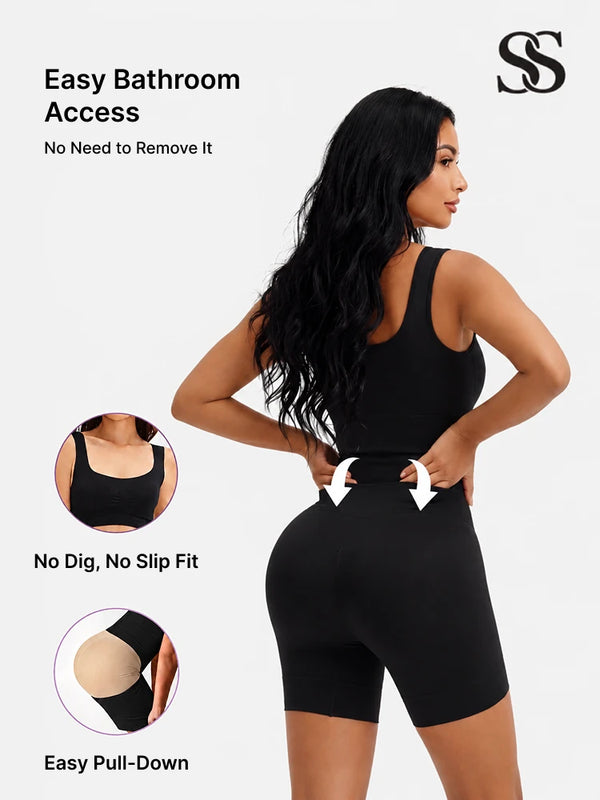 Back Pull Down Easy Bathroom Shaping Bodysuit | Tummy & Butt Contour Shapewear