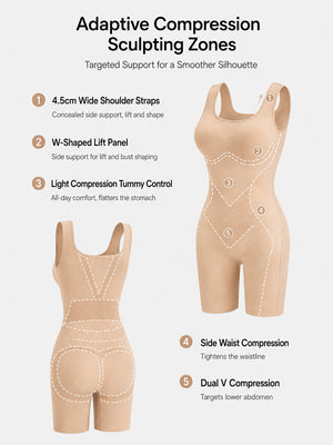 Back Pull Down Easy Bathroom Shaping Bodysuit | Tummy & Butt Contour Shapewear