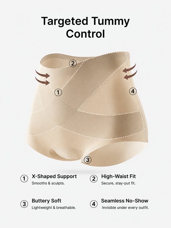 5-Pack Women's Seamless High Waist X-Shape Tummy Control Panties