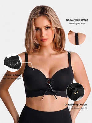 Wireless Drawstring Push Up Bra